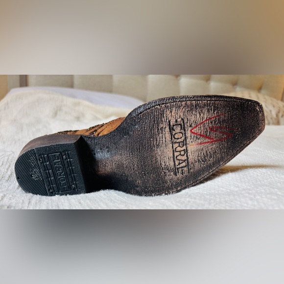 Corral Distressed Brown Leather Cowboy Boots Women’s Size 7 M Stk G1382 - Picture 7 of 12